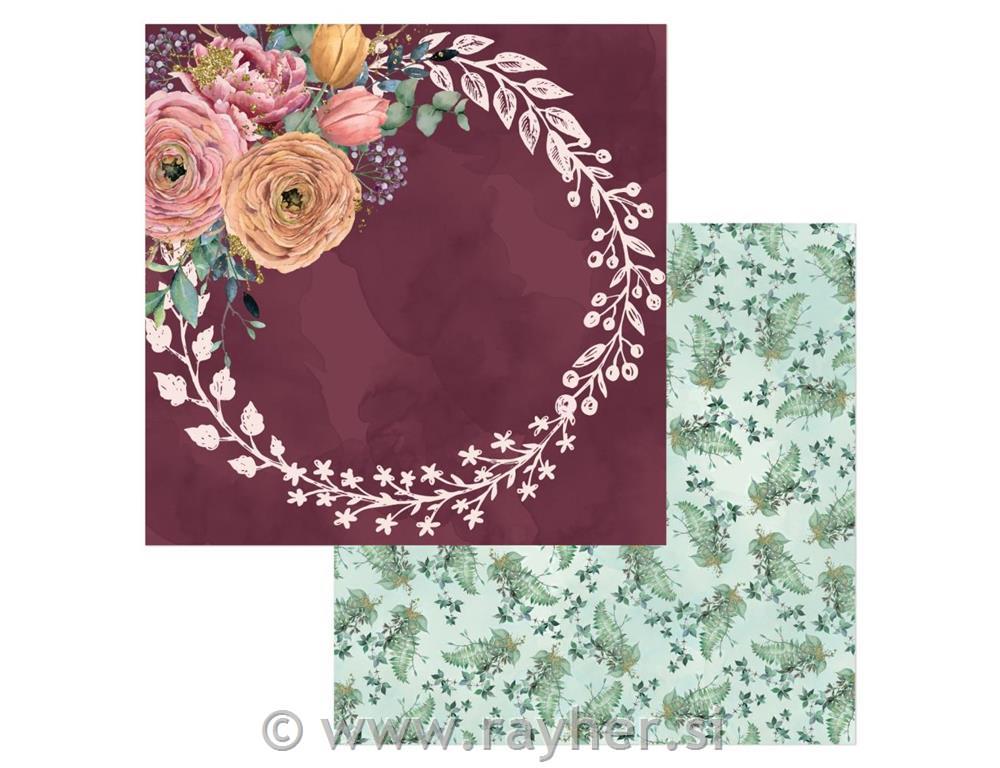 Scrapbooking papir Cvetje in venček 30,5x30,5 cm