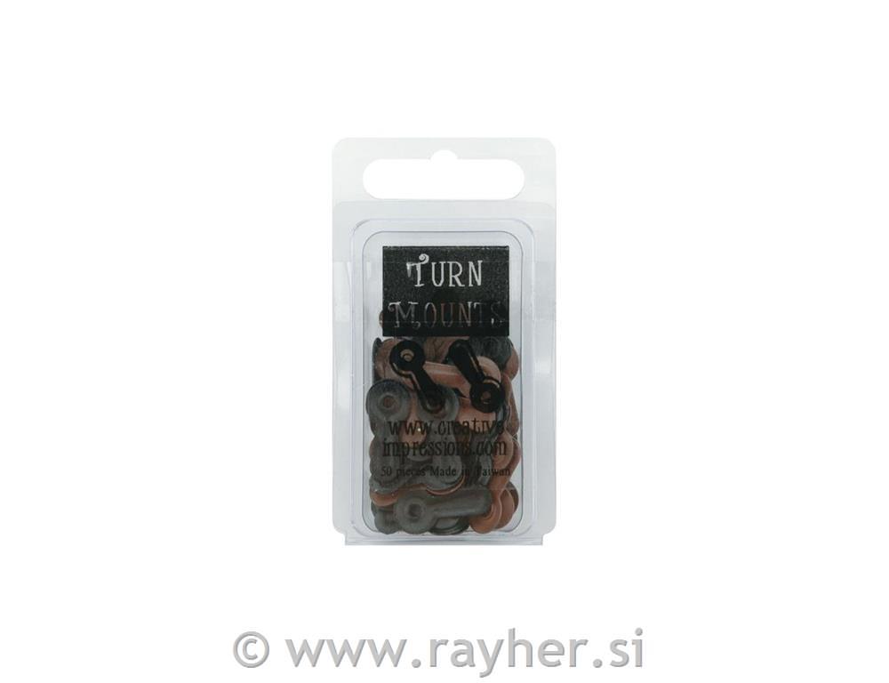 Painted Metal Turn Mounts 50/PkgMatte Black & Brown