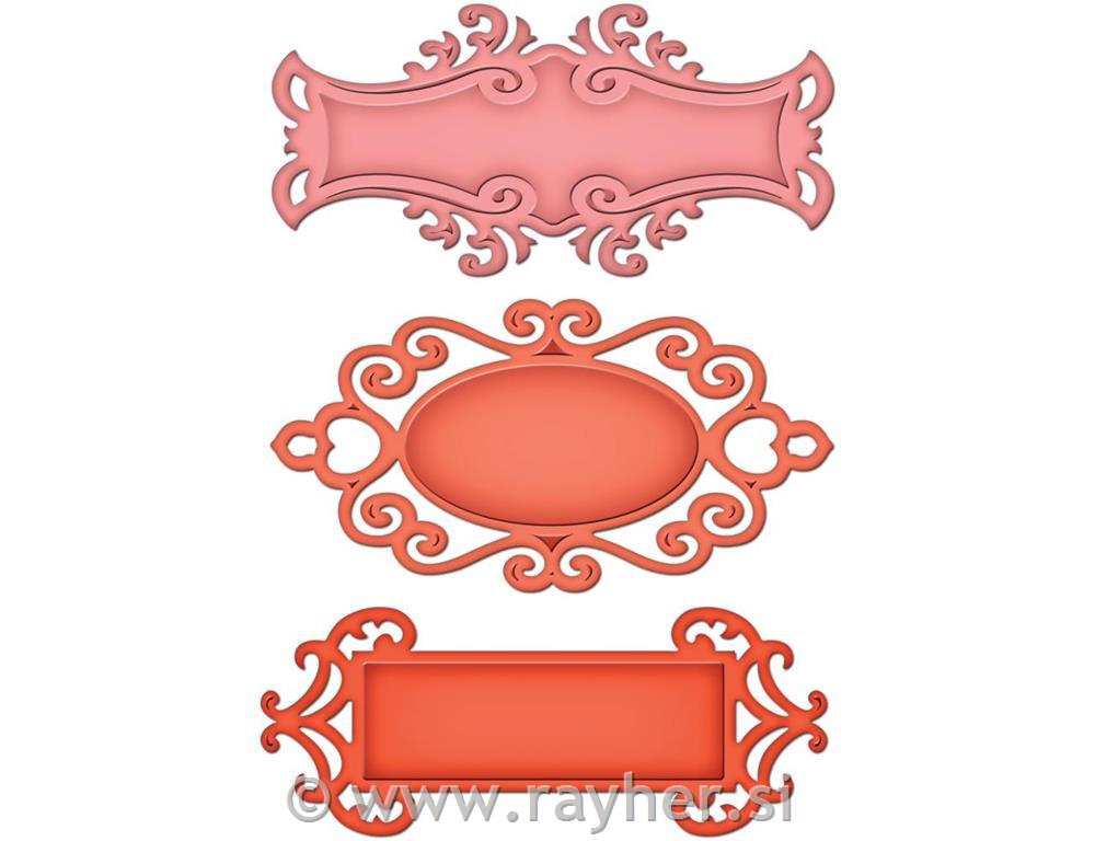 Šablone Spellbinders Shapeabail.,Etikete