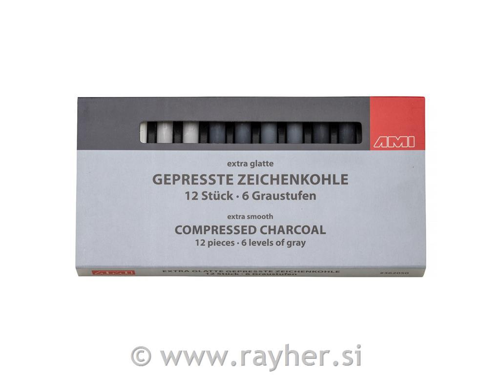 Oglje prešano set 12 sivi toni