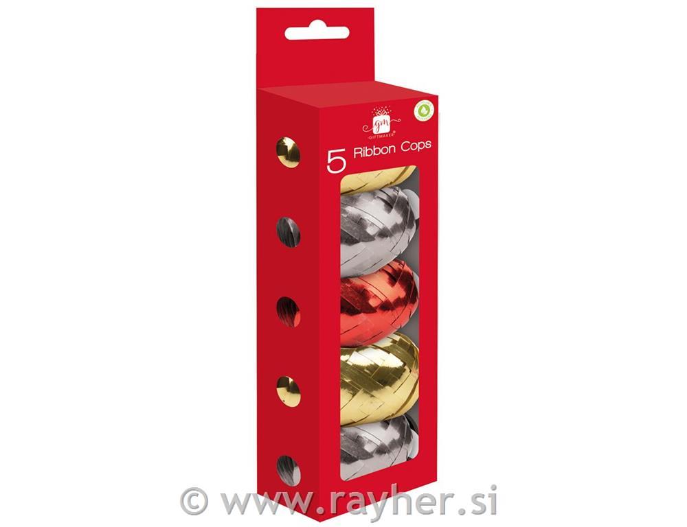 Darilni trakovi,zlat, srebrn, rdeč, set 5