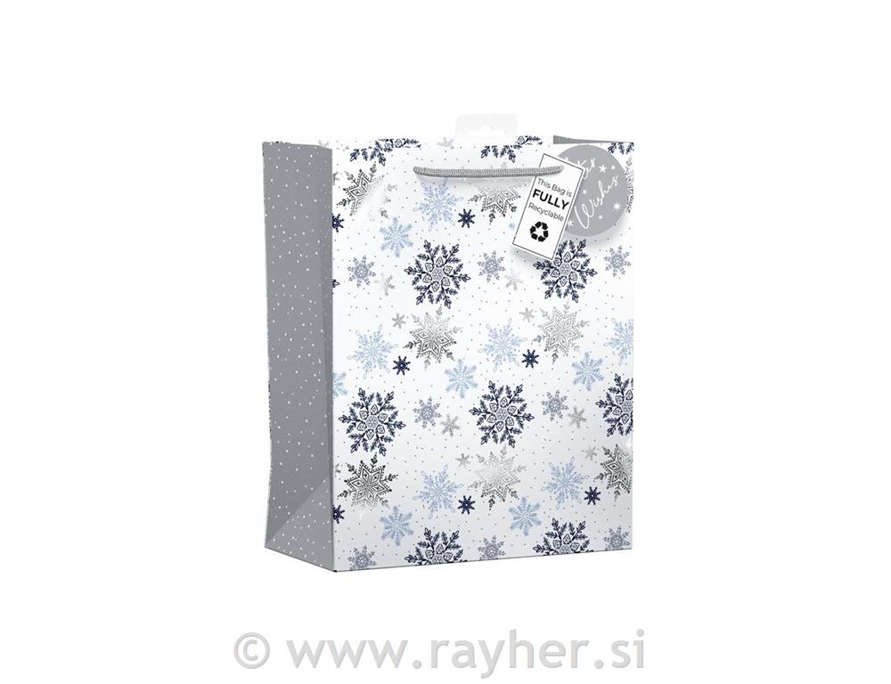 Darilna vrečka 35x27cm, Snežinke