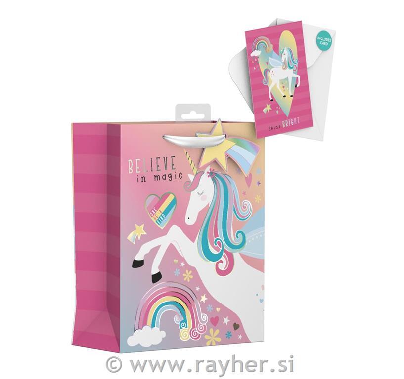 Darilna vrečka Samorog, M, s priloženo voščilnico