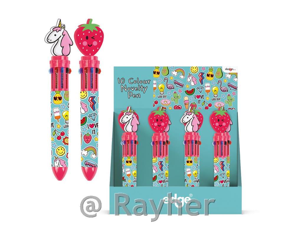 Multicolor ballpoint pen, strawberry/unicorn, 1pcs