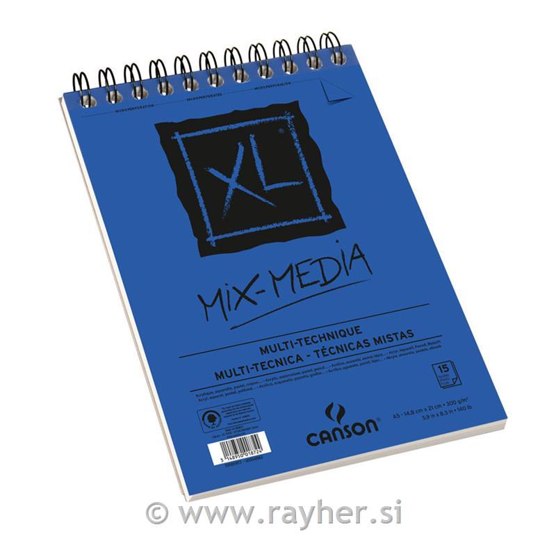 Skicirka spirala XL Mix Media A5 300 g , 15 listna