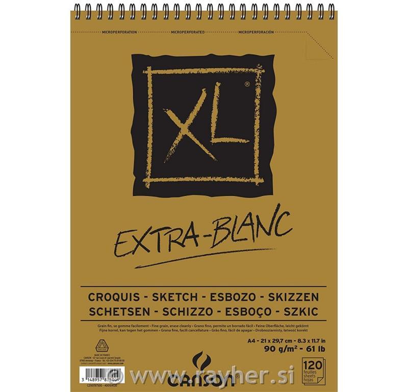 Skicirka spirala XL Extra White A4 90 g, 120 listna