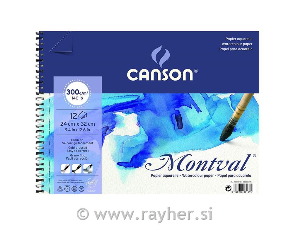 Watercolour pad spiral Montval 24x32 cm