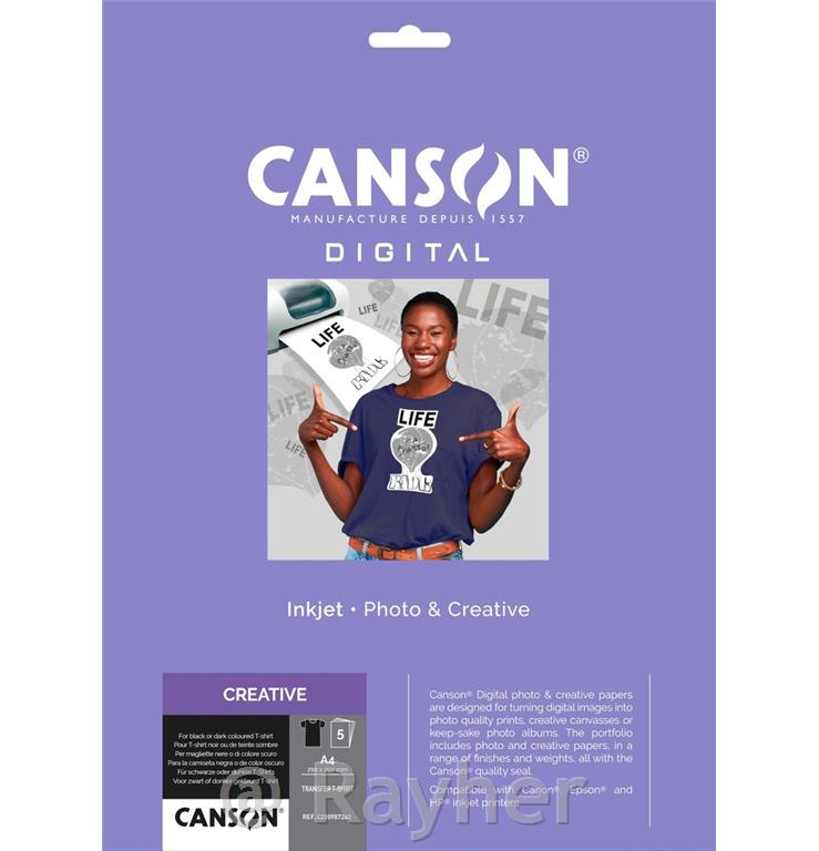 Canson Digital transfer papir za temen tekstil A4 5 pol