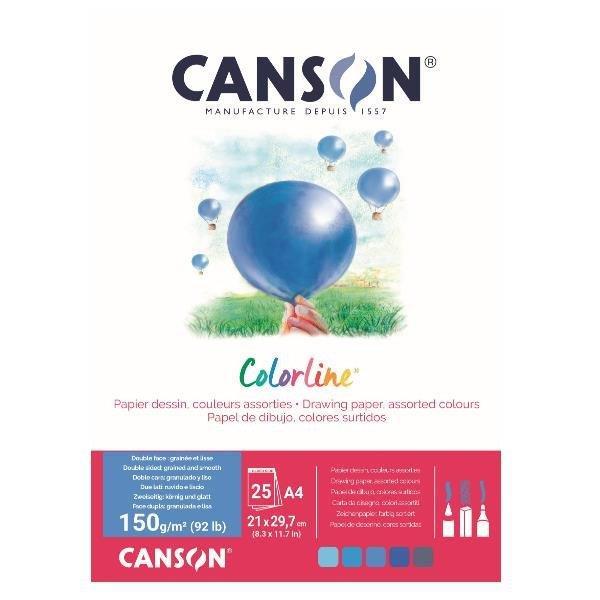 Papir Canson ColorLine A4 150 g sort. Voda, 25 listov