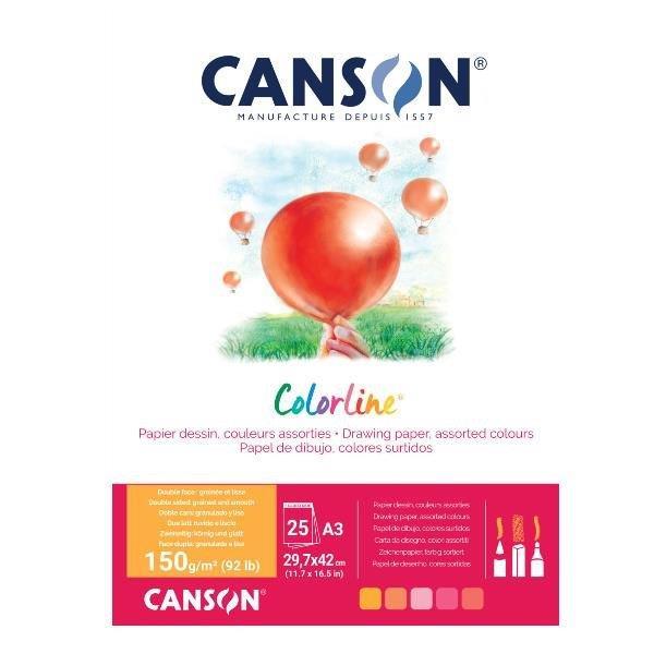 Papir Canson ColorLine A3 150 g sort. Ogenj, 25 listov