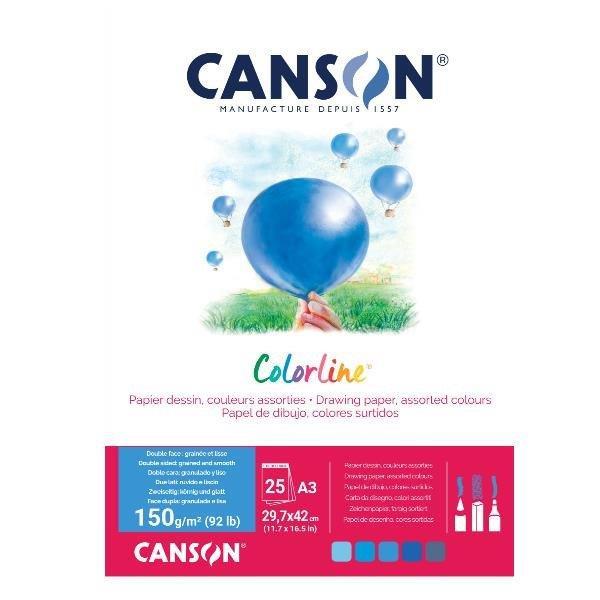 Papir Canson ColorLine A3 150 g sort. Voda, 25 listov