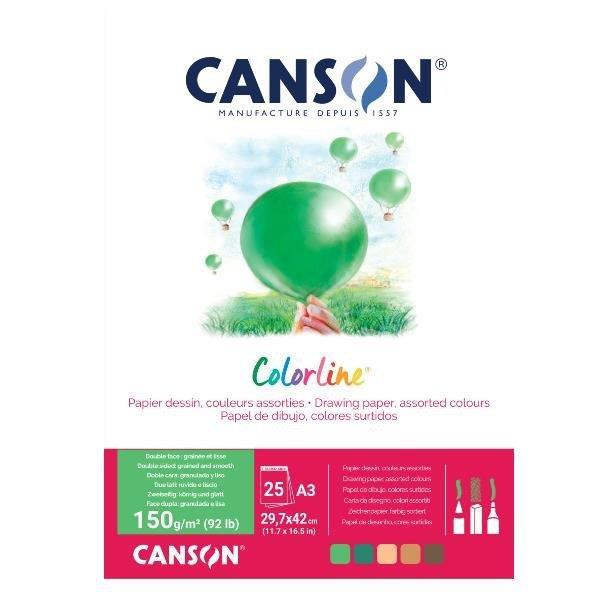 Papir Canson ColorLine A3 150 g sort. Zemlja, 25 listov