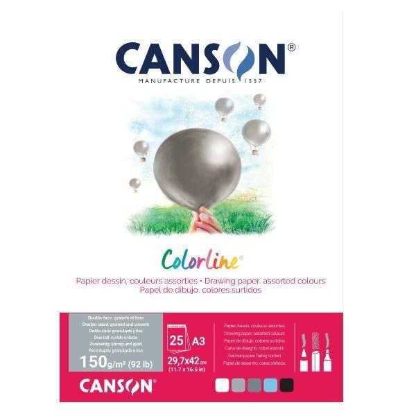 Paper Canson ColorLine A3 150 g sort.Air