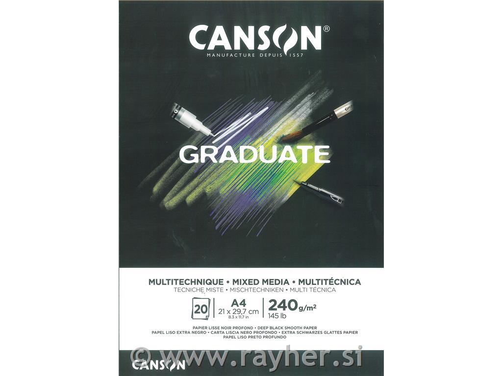 Skicirka Graduate Mixed Media Black A4 240 g, 20 listna
