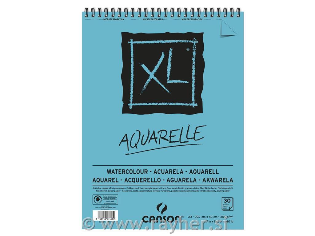 Skicirka spirala XL Watercolour A3 300 g, 30 listna, Cold Pressed