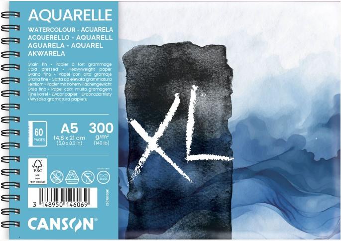 Skicirka spirala XL Watercolour A5 300 g, 60 listna, Cold Pressed
