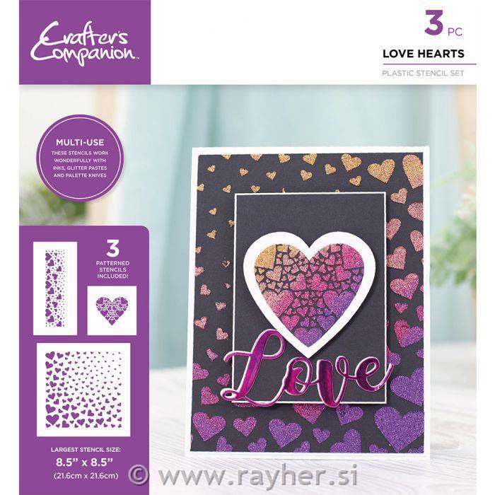 Crafters Companion Stencil Set -Love Hearts