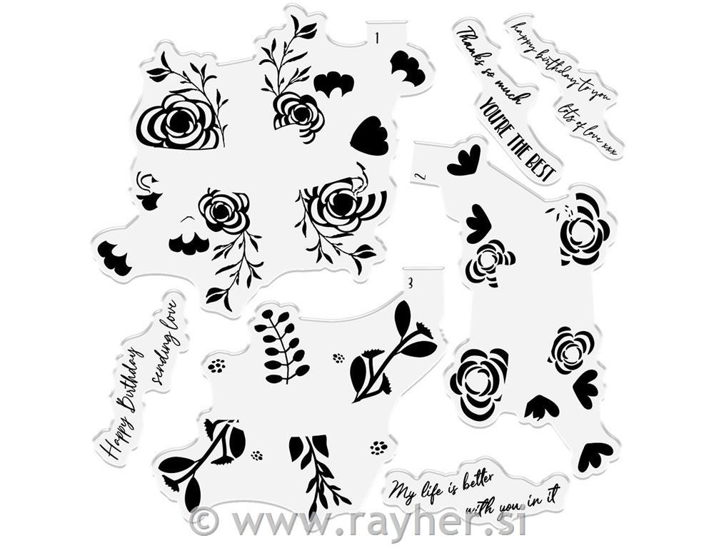 Štampiljke&šablona za papir - Violet Roses