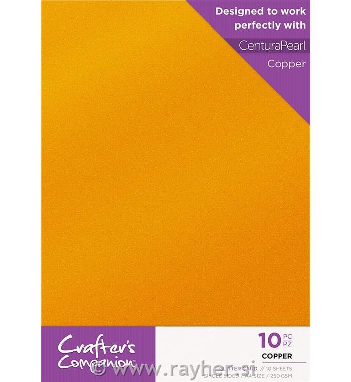 GLITTER PAPER, COPPER, SET 10, 250gsm