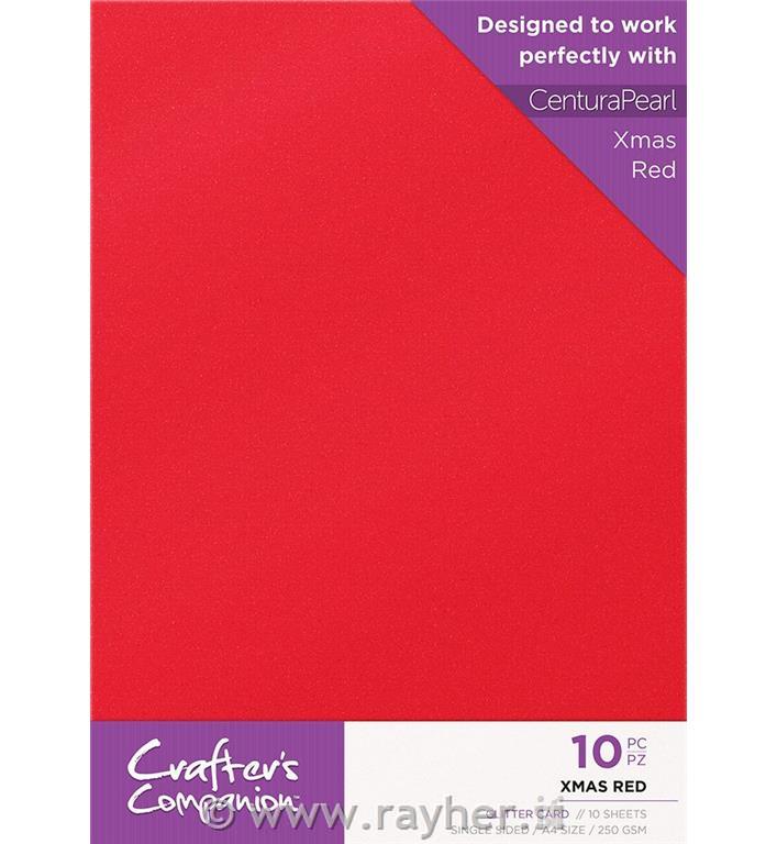 GLITTER PAPER, RED, SET 10, 250gsm