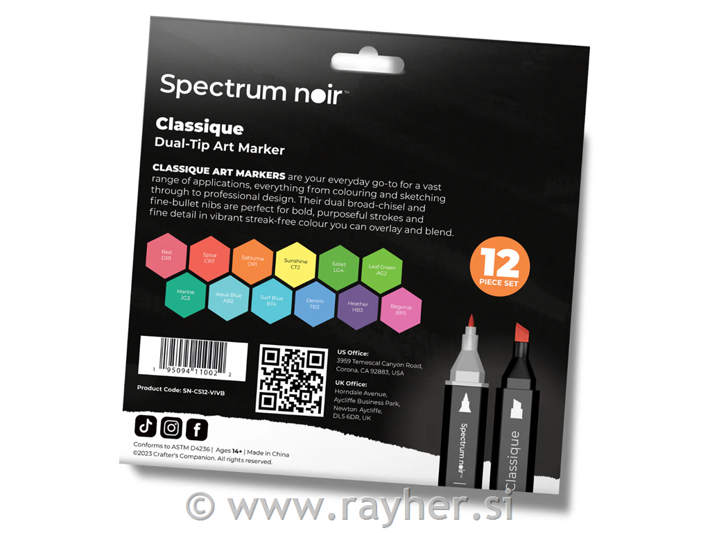 Flomastri Spectrum Noir Vivid Brights, set 12