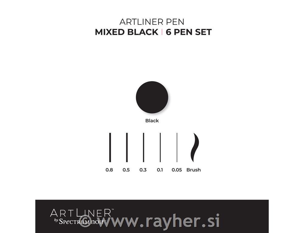 Spectrum Noir ArtLiner, črni, set 6