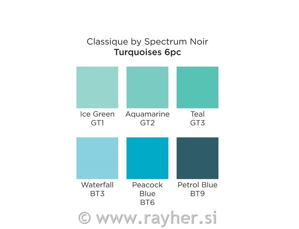 FLOMASTRI SPECTRUM NOIR, SET 6, TURQUOISES