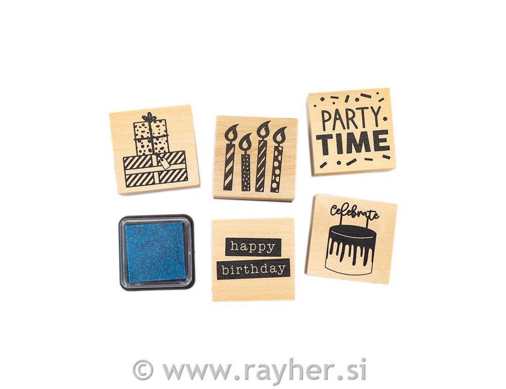 Wooden Stamp Set - Party- 6pcs