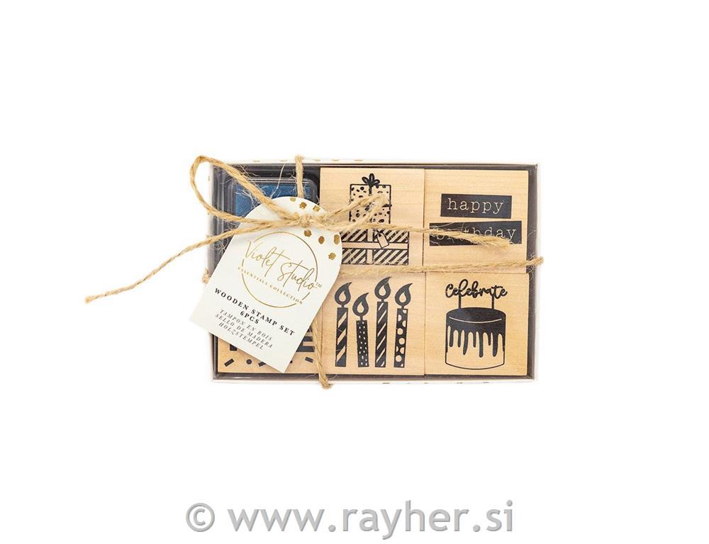Wooden Stamp Set - Party- 6pcs