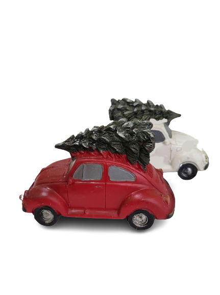 Zasnežen avto Herbi s smreko z LED lučko, 1 kos