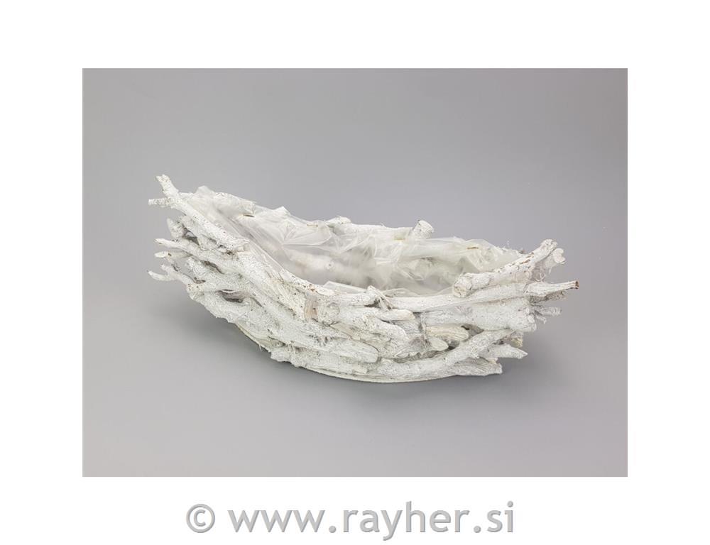 Košarica z beljenih vej, 39cm