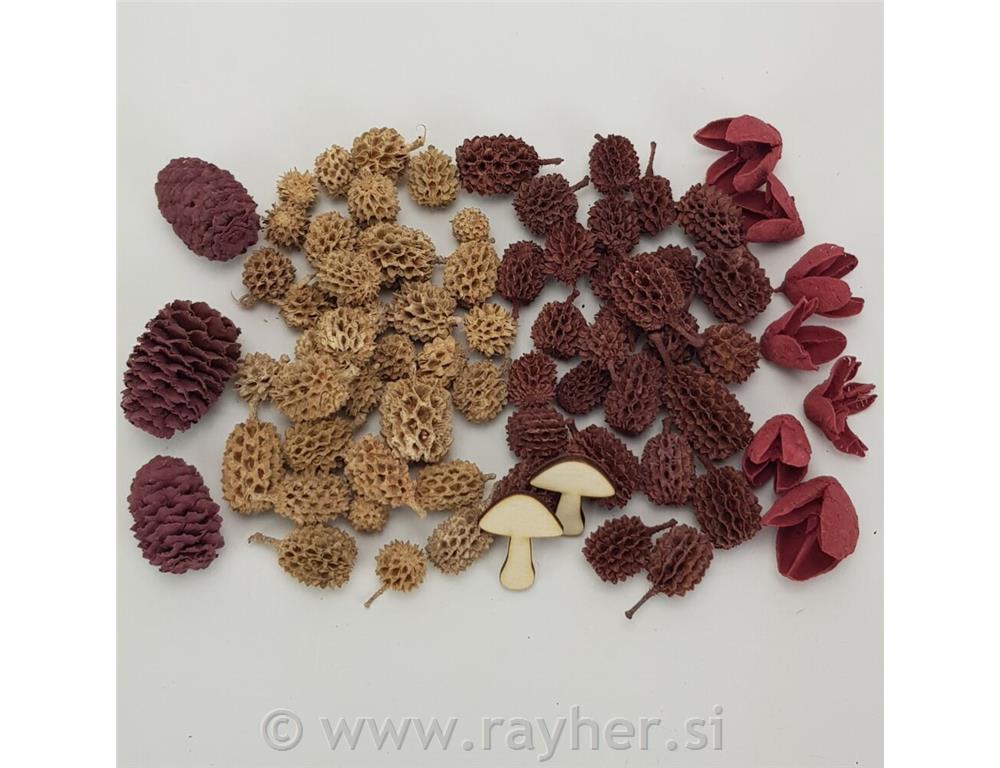 Paket za dekoracijo, rdeči in naravni toni