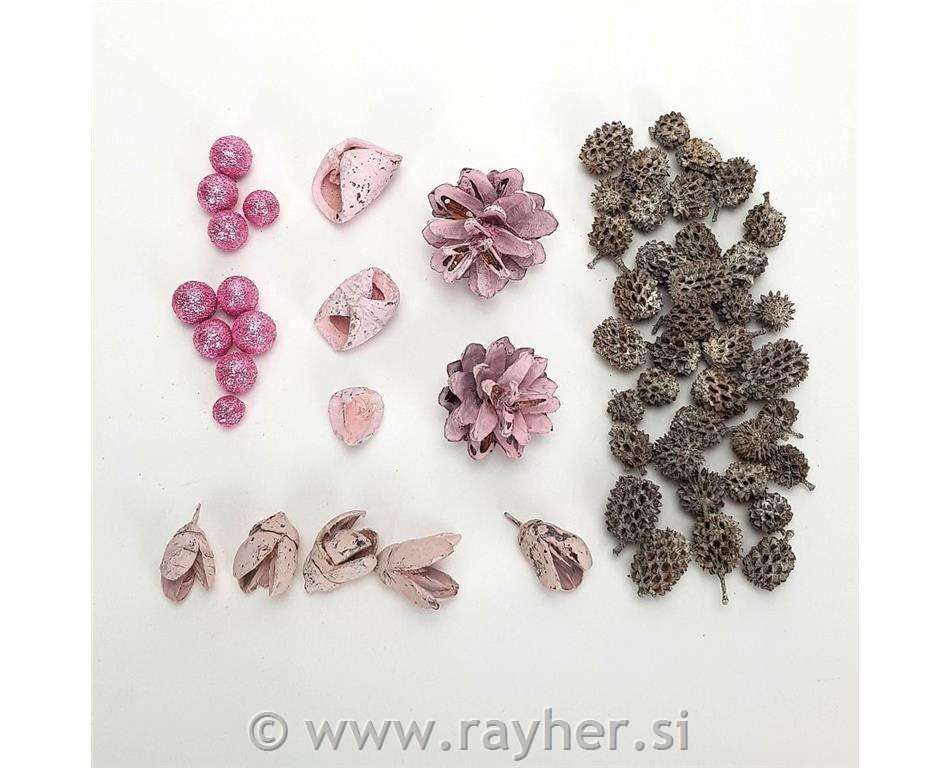 Božična dekoracija set, natur, roza