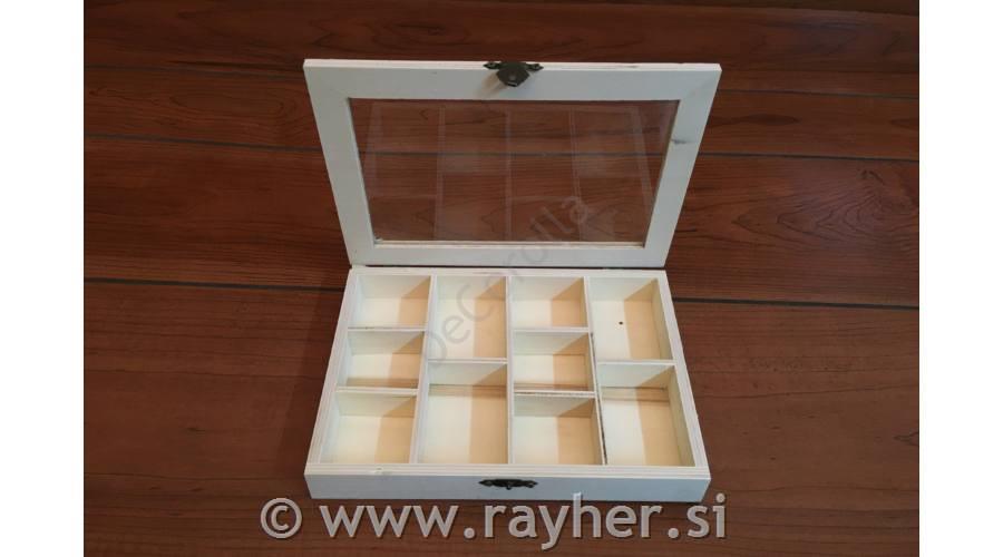 Lesena škatla z razdelki, 20,5x15x3cm