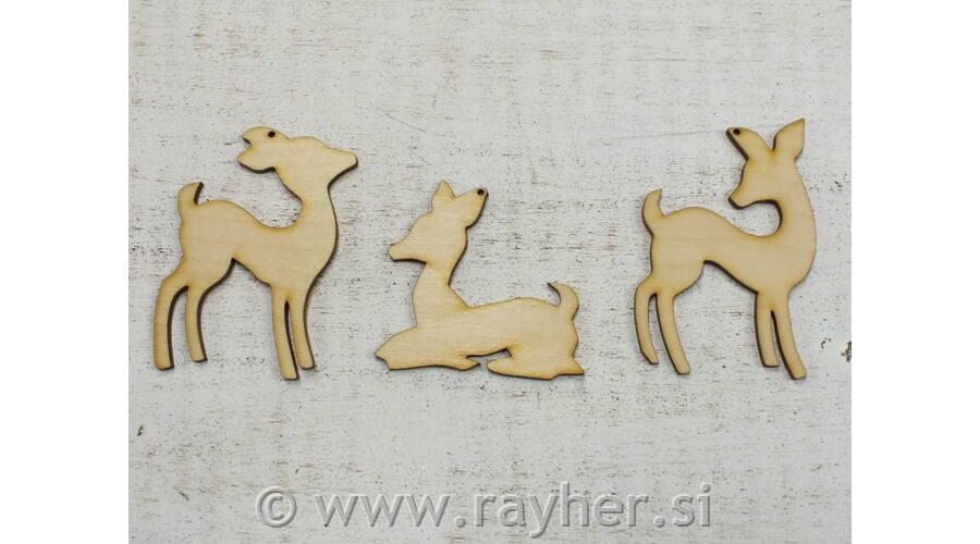 Lesene okraski, srnice, set 3