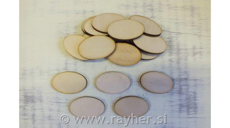 Lesena tablica oval, 2,5x4cm, set 20