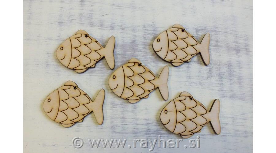 Leseni okraski, Ribice, set 5, 5cm