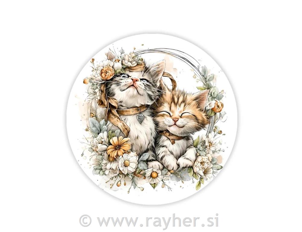 Wooden decorations, Two kittens,set 2