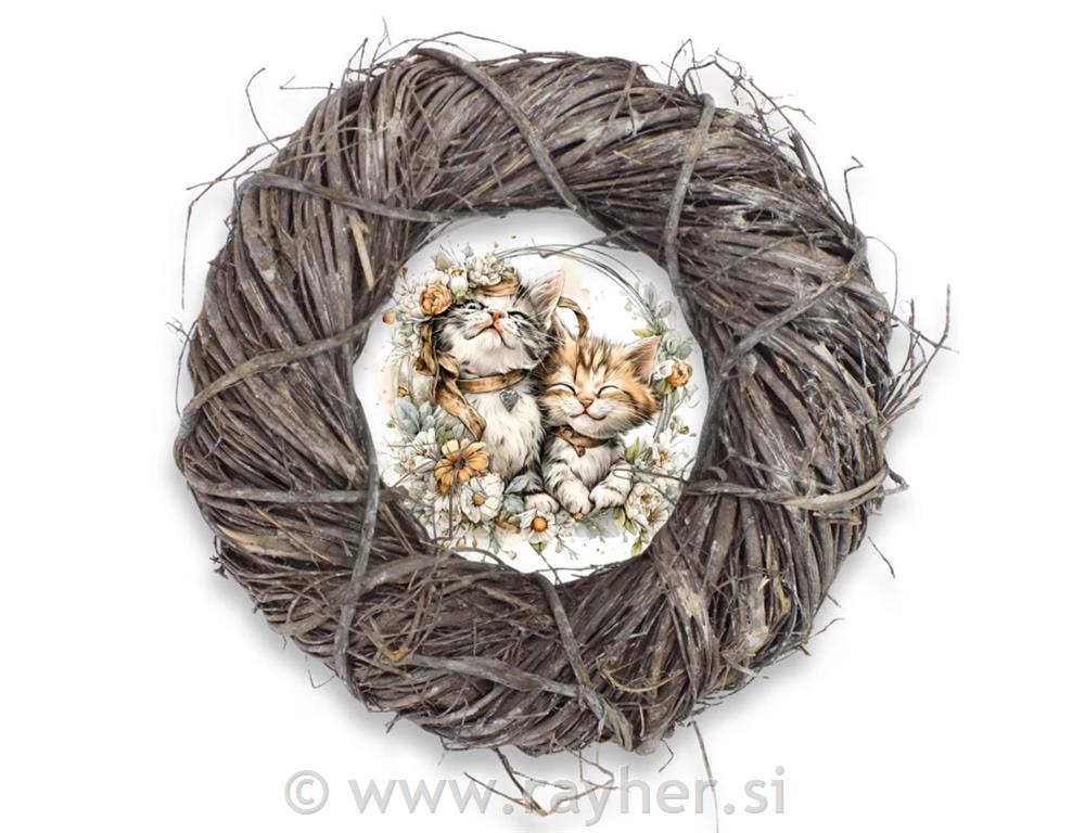 Wooden decorations, Two kittens,set 2