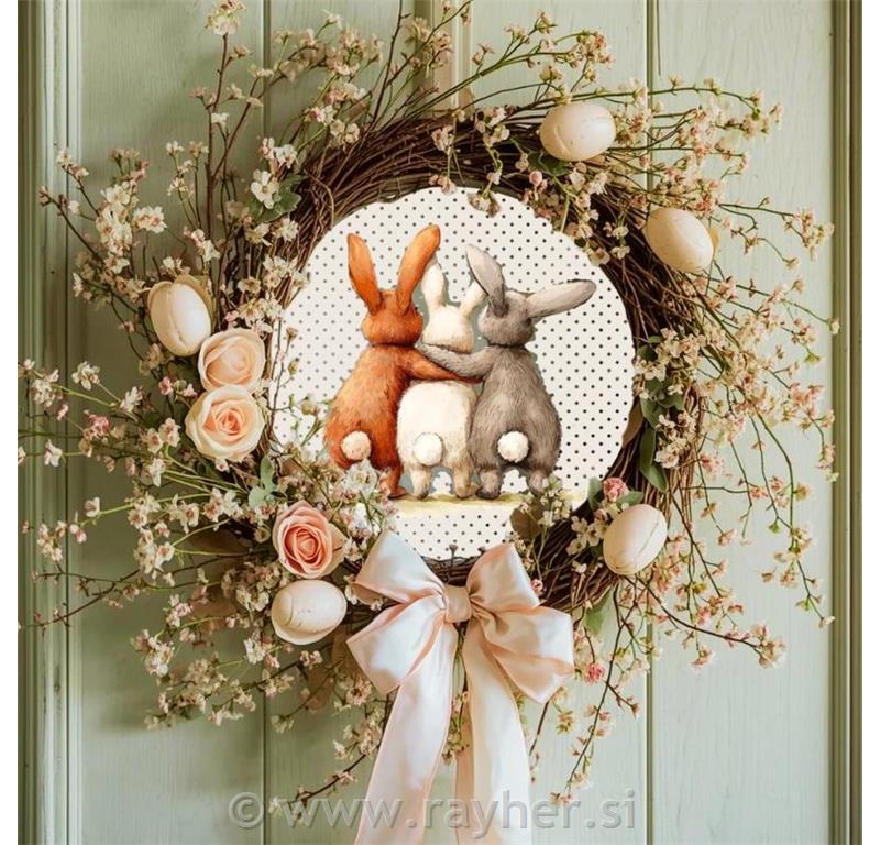 Wooden decorations, Three bunnies