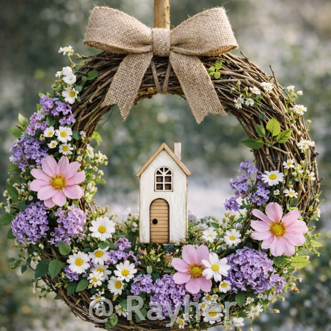 Leseni okraski, Hiške, set 5