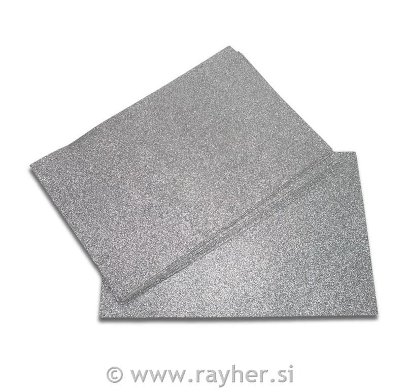 Penasta guma z bleščicami A4, srebrna