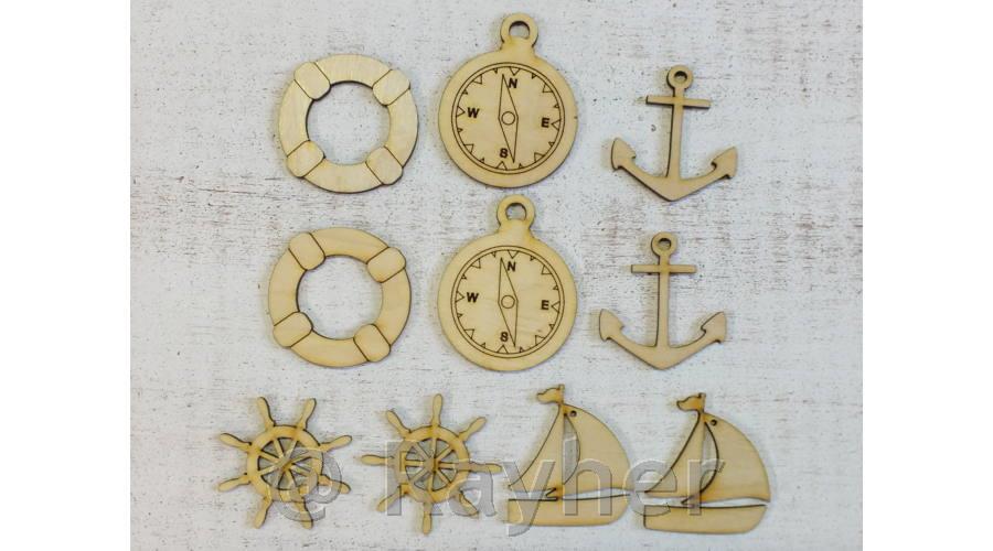 Leseni okraski, Morje, set 10