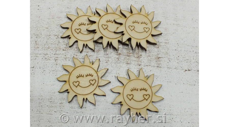 Leseni okraski, Sončki, set 5, 5cm
