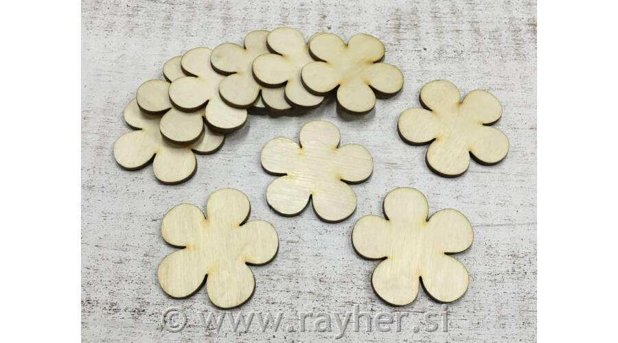 Leseni okraski, Rožice, set 10, 5cm