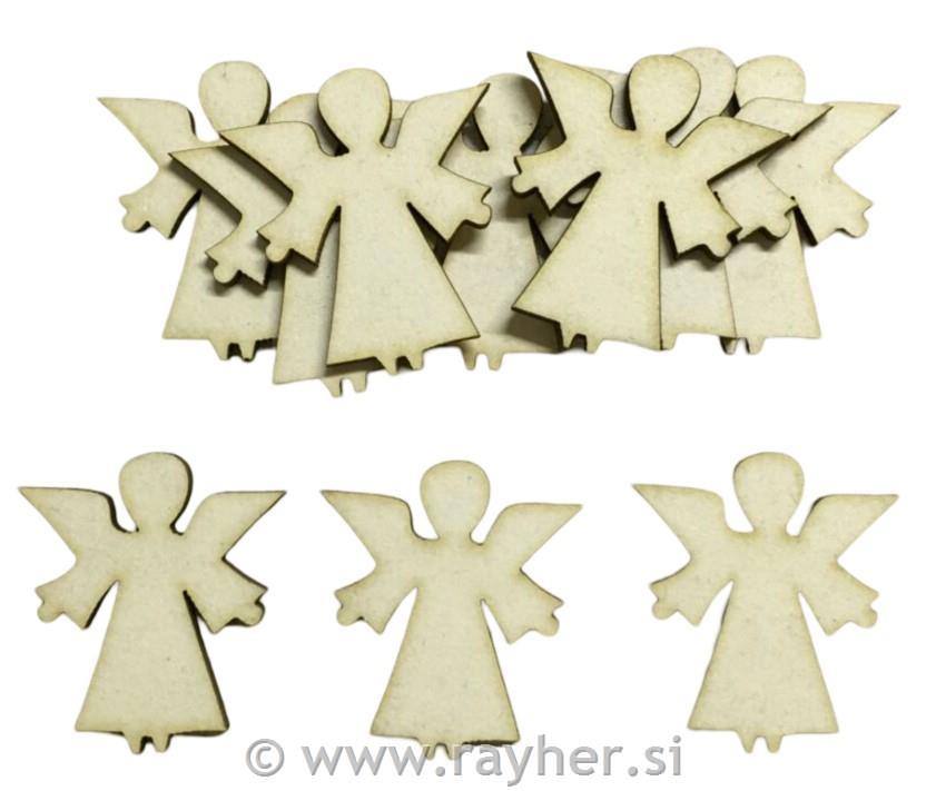 Leseni okraski, angeli, 4cm, set 5