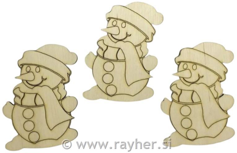 Leseni okras, snežak, set 3
