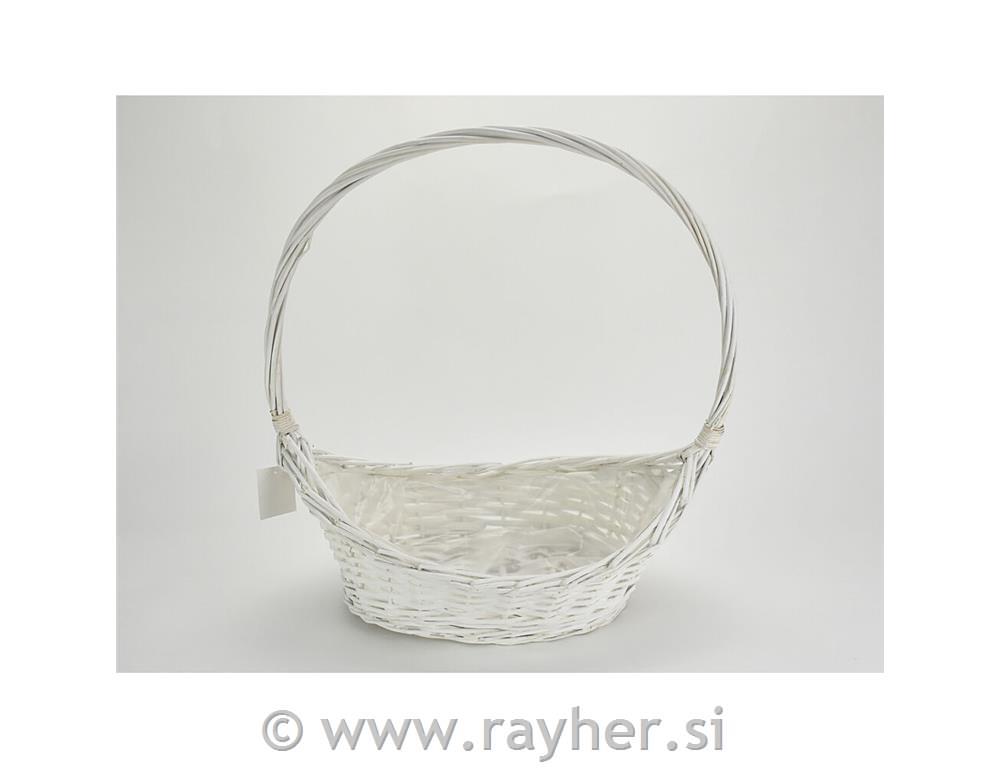 Košarica bela z ročajem, 40x25cm