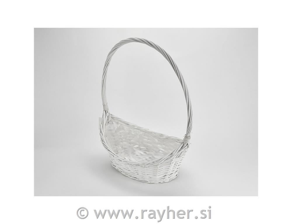 Košarica bela z ročajem, 40x25cm