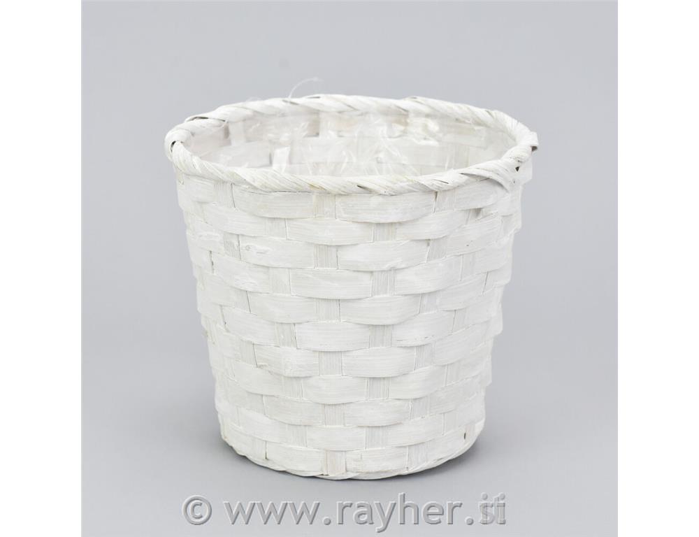 Košarica bela iz bambusa, 14cm